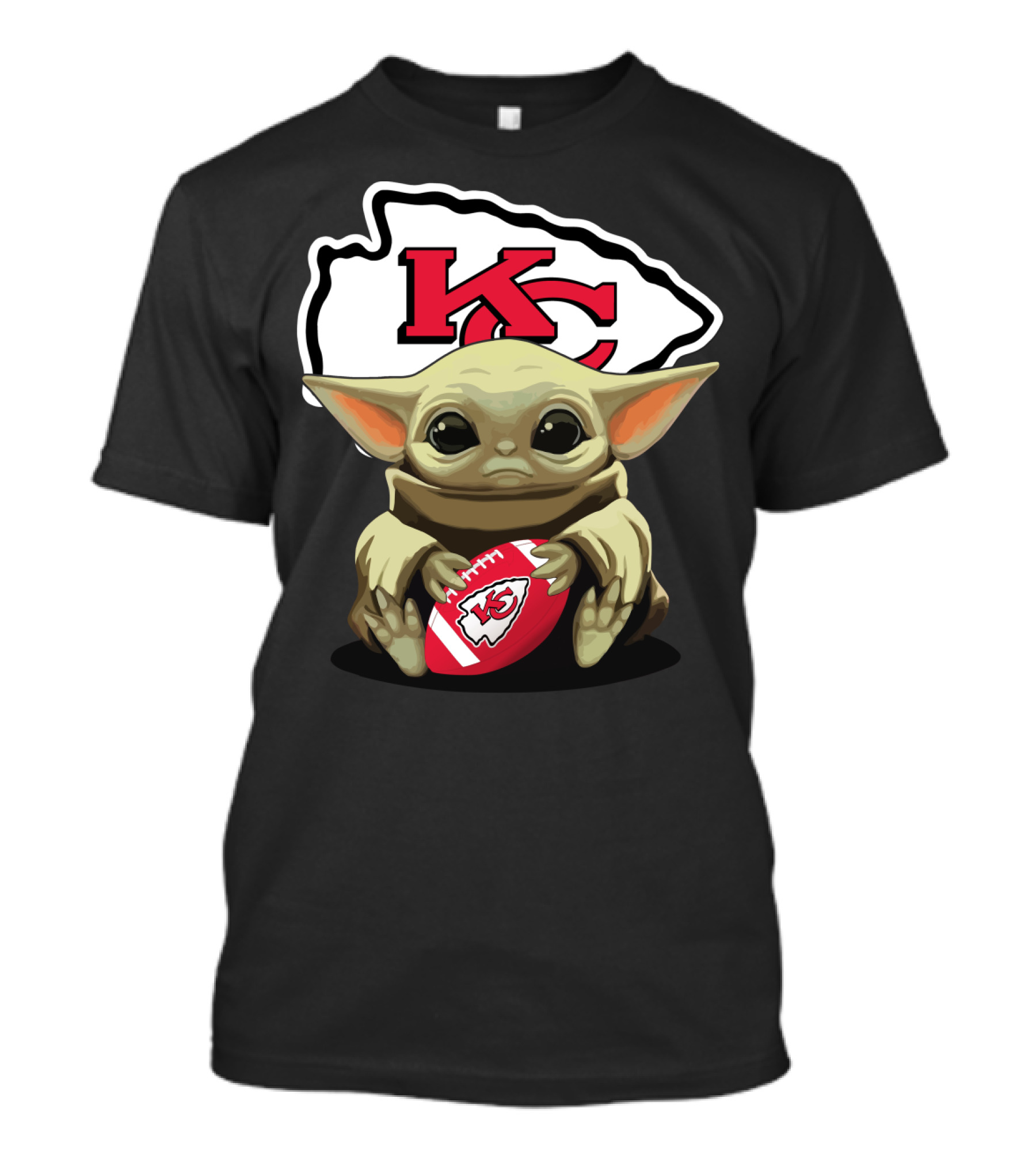 Baby Yoda KC Chiefs Football Fan T-Shirt