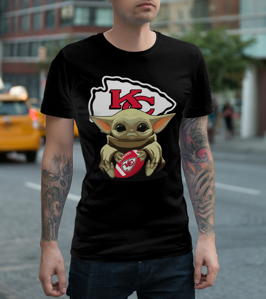 Baby Yoda KC Chiefs Football Fan T-Shirt