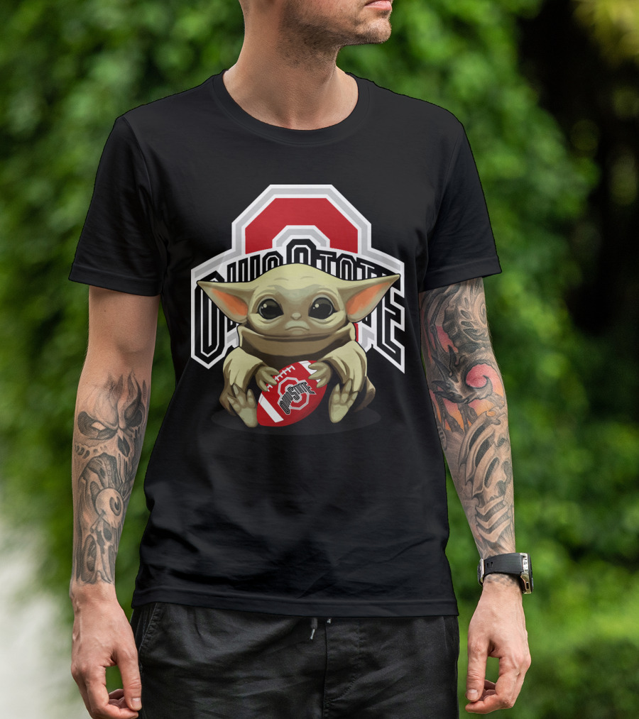 Ohio State Baby Yoda Football T-Shirt