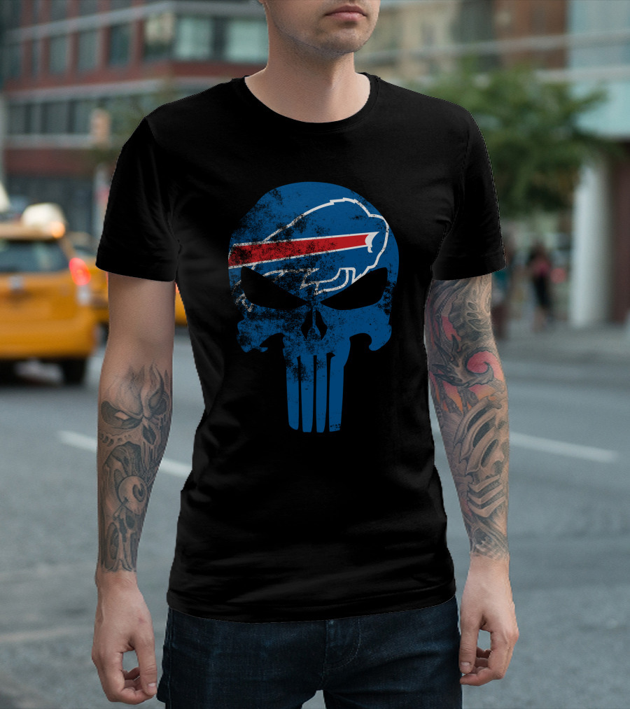 Bills Skull Punisher Logo Buffalo Bills Nfl Symbol T-Shirt
