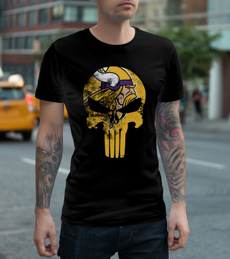 Vikings Skull Punisher Crossover T-Shirt