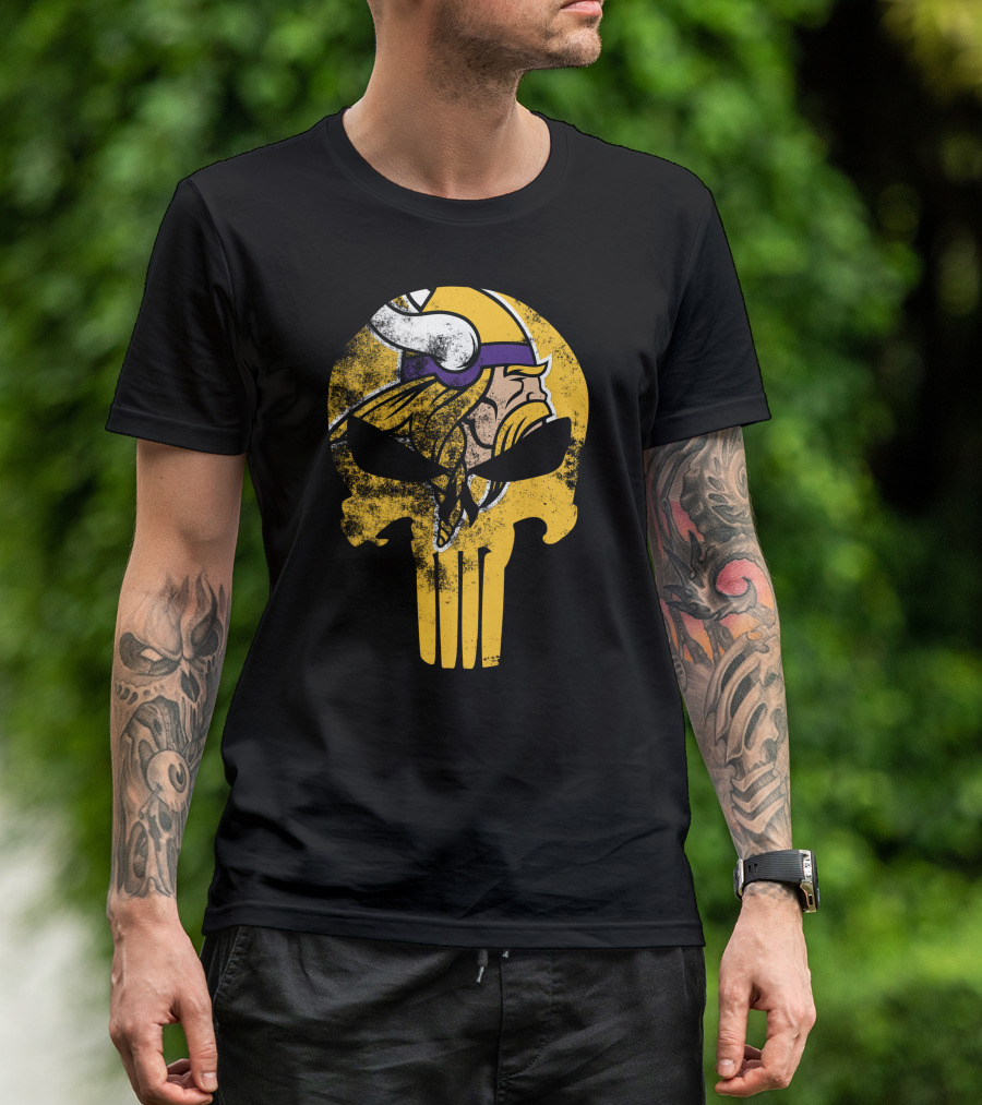 Vikings Skull Punisher Crossover T-Shirt