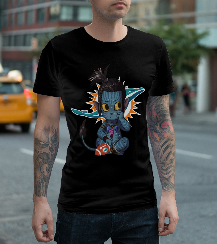 Miami Dolphins Avatar Crossover Football Character T-Shirt