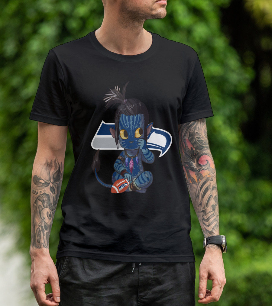 Avatar Na'vi Meets Seattle Seahawks Football Fusion T-Shirt