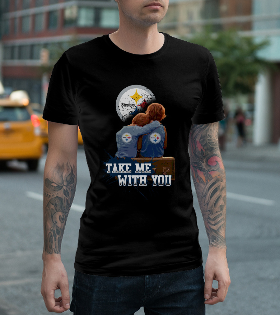 Steelers Logo Hugging Kids Take Me With You T-Shirt