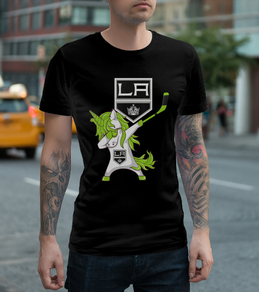 St Patrick Day Dabbing Unicorn Hockey Los Angeles Kings T-Shirt