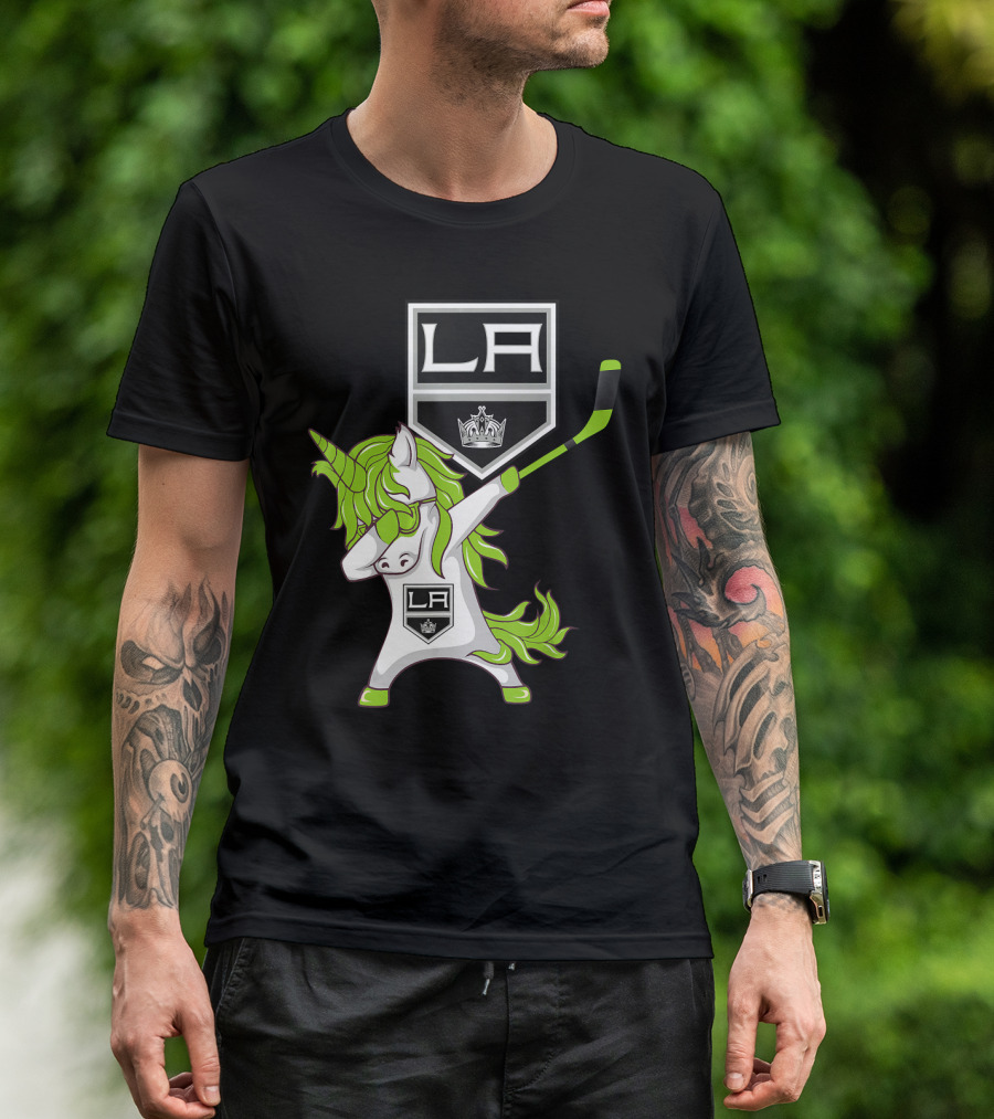 St Patrick Day Dabbing Unicorn Hockey Los Angeles Kings T-Shirt