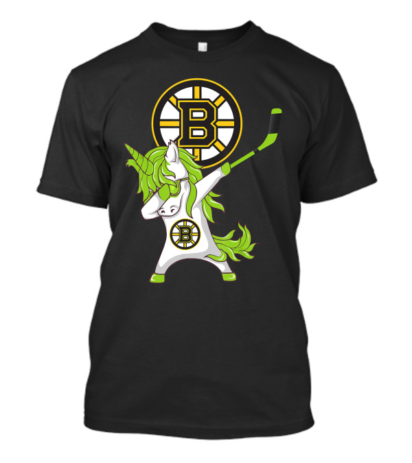 St Patrick Day Dabbing Unicorn Boston Bruins Hockey Stick T-Shirt