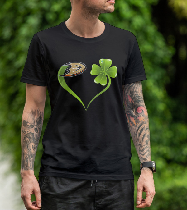St Patrick's Day Anaheim Ducks Shamrock Heart T-Shirt