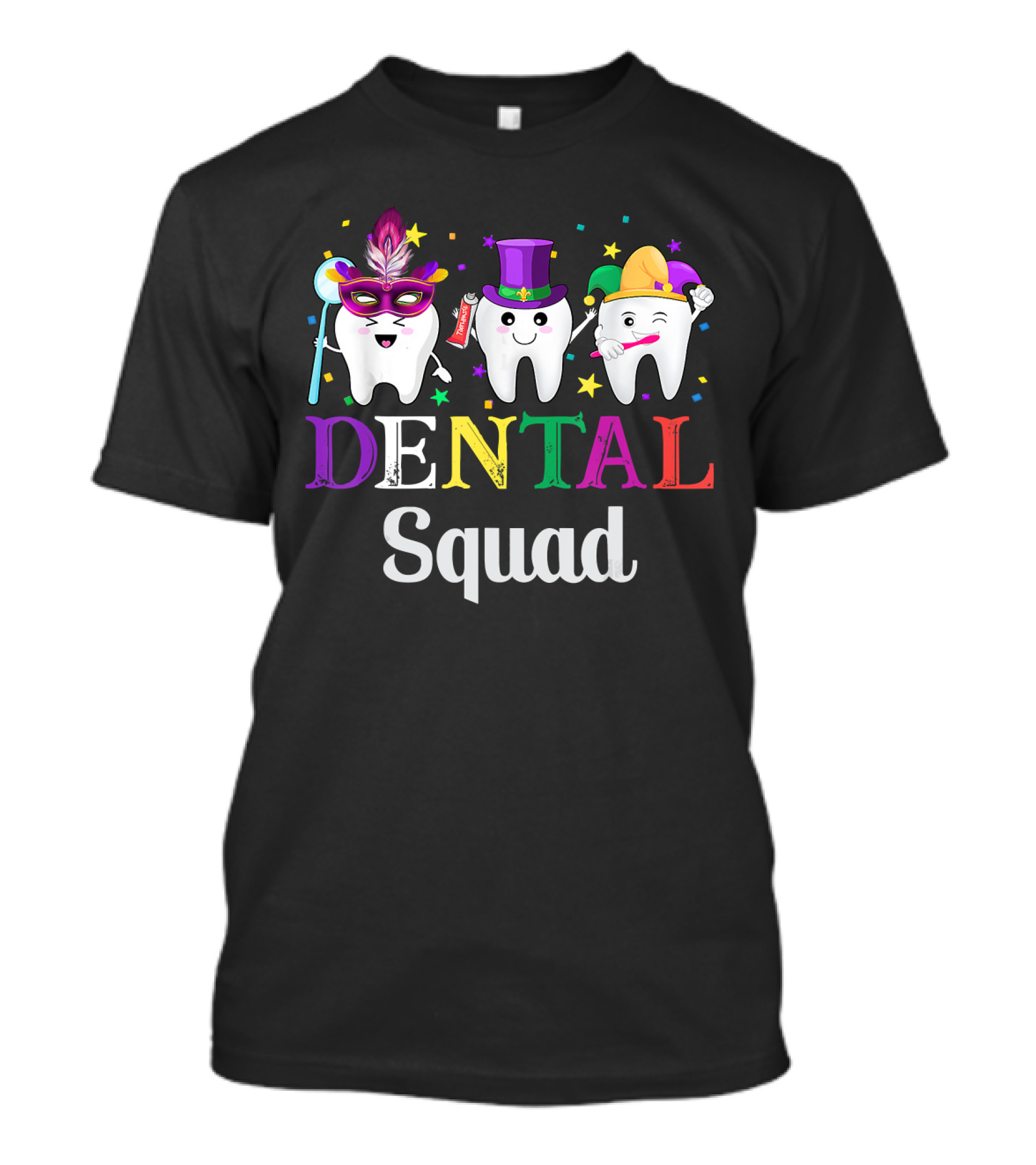 Dental Squad Dental Assistant Tooth Mardi Gras T-Shirt