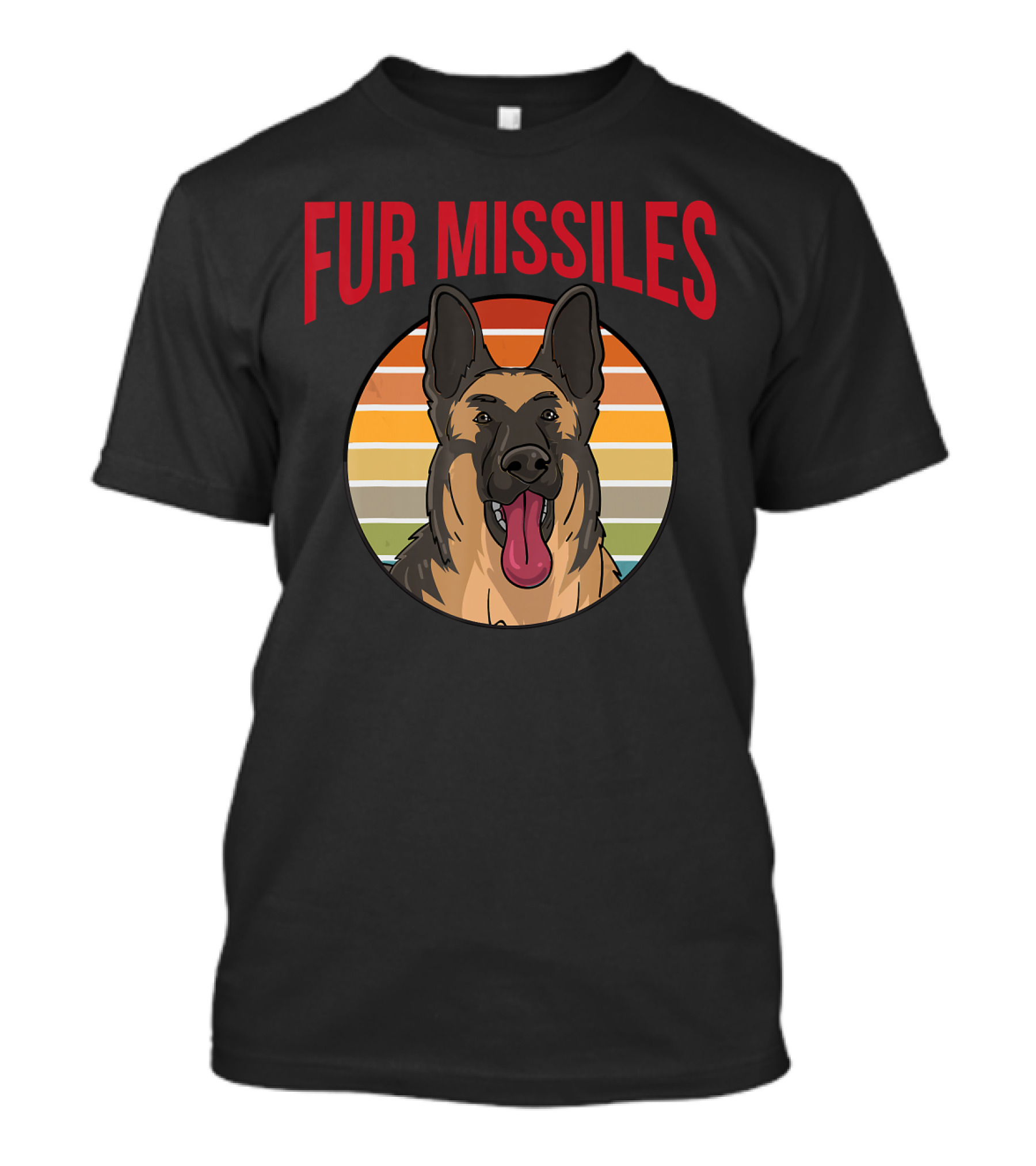 Fur Missiles German Shepherd Vintage Sunset Retro T-Shirt