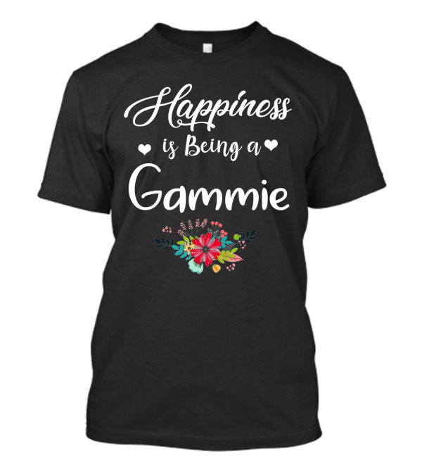 Happiness Is Being A Gammie Floral Text With Hearts T-Shirt