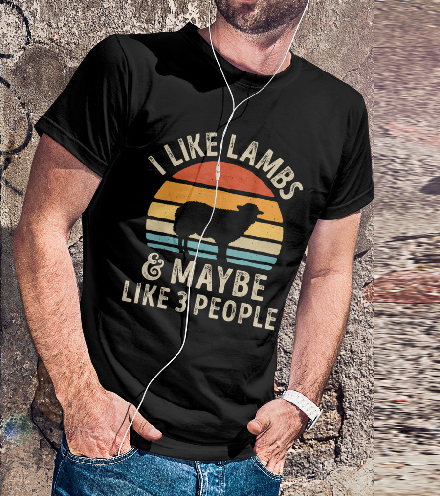 I Like Lambs And Maybe Like 3 People Retro Silhouette Lamb Farmer T-Shirt