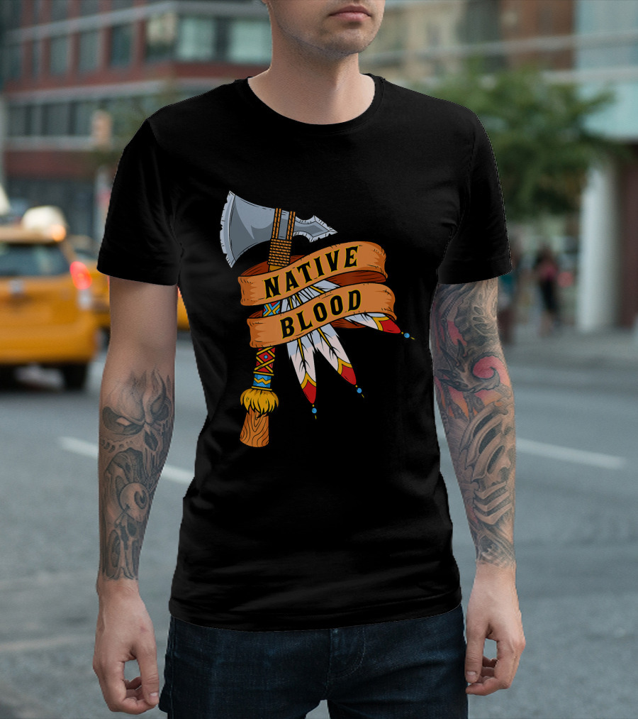 Native Blood Tribal Tomahawk Pride T-Shirt