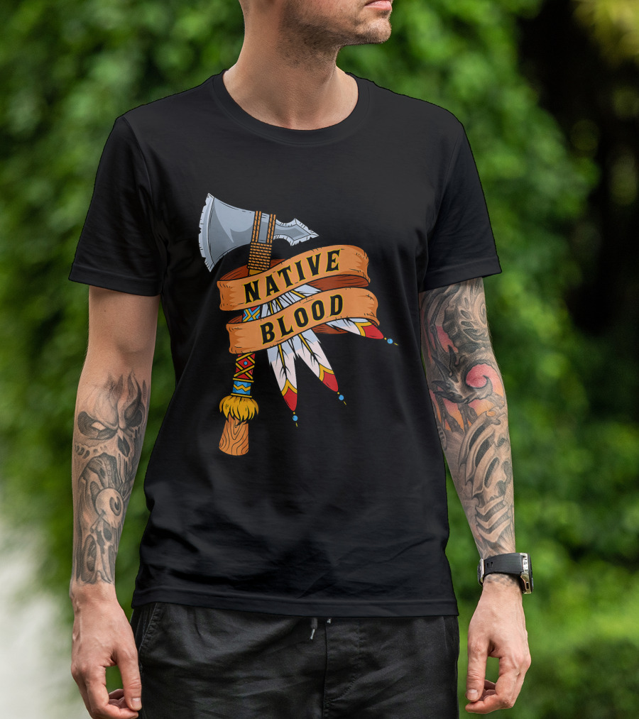 Native Blood Tribal Tomahawk Pride T-Shirt