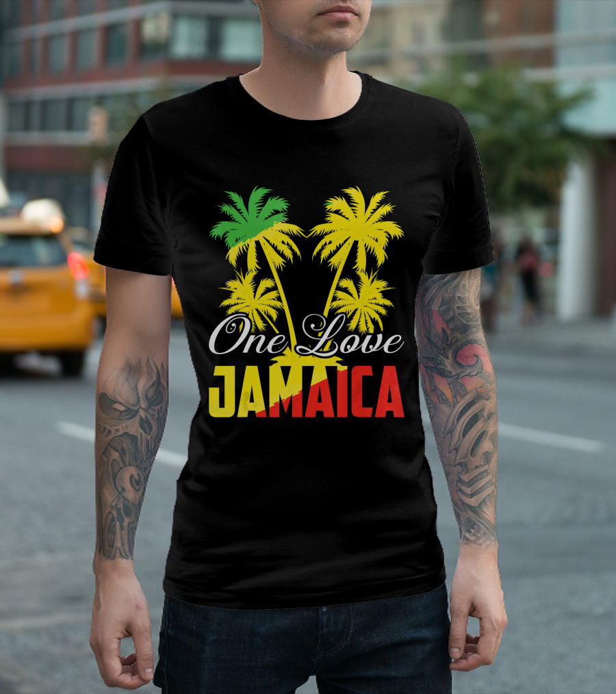 One Love Jamaica Vacation Reggae Music Palm Trees T-Shirt