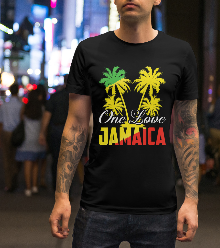 One Love Jamaica Vacation Reggae Music Palm Trees T-Shirt