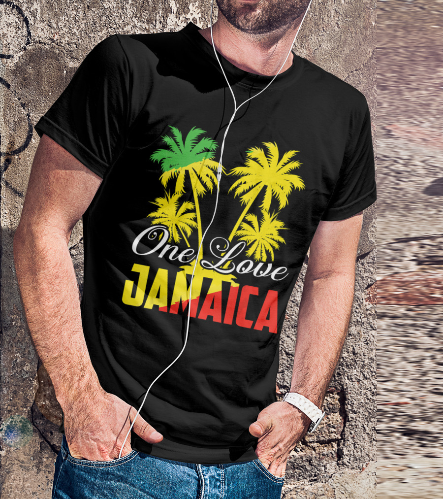 One Love Jamaica Vacation Reggae Music Palm Trees T-Shirt