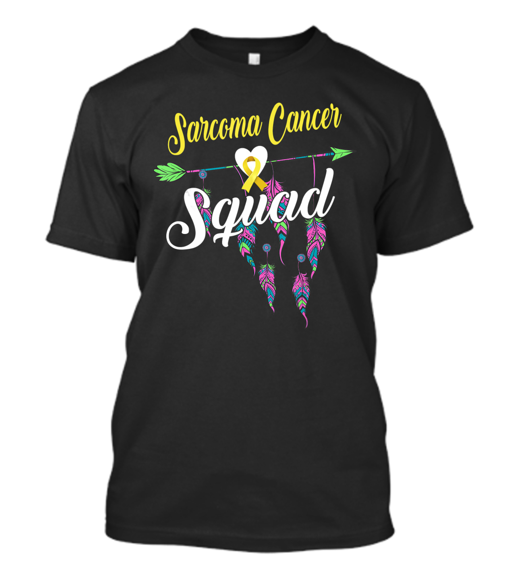 Sarcoma Cancer Squad Yellow Ribbon Dreamcatcher T-Shirt