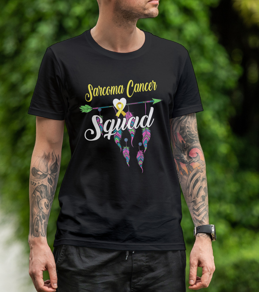 Sarcoma Cancer Squad Yellow Ribbon Dreamcatcher T-Shirt