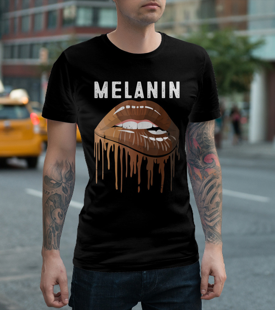Melanin Dripping Lips Art Black History African American Pride T-Shirt