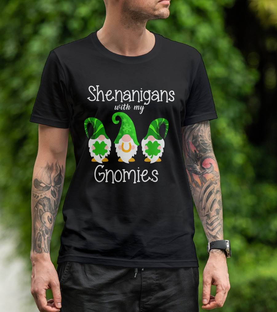 Shamrock Gnome Shenanigans With My Gnomies Clover Fun T-Shirt
