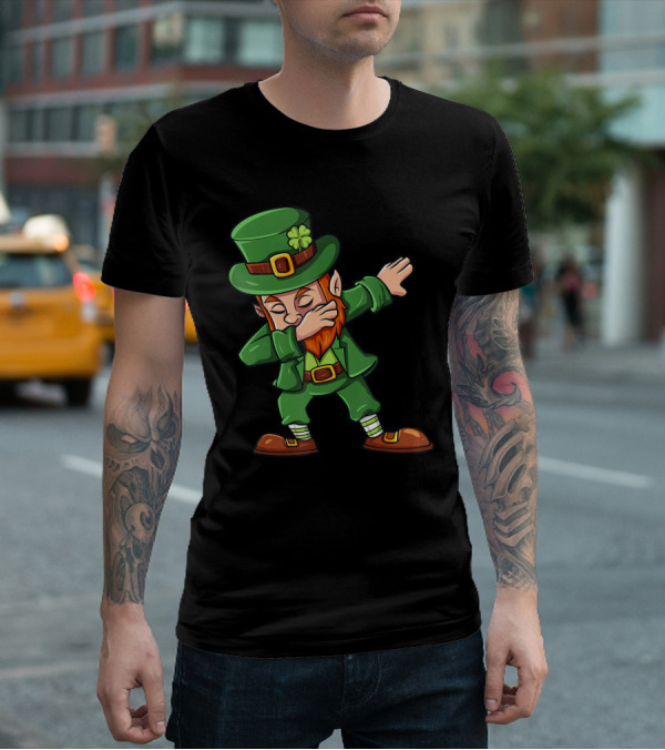 St Patricks Day Dabbing Leprechaun Irish Lucky Clover T-Shirt