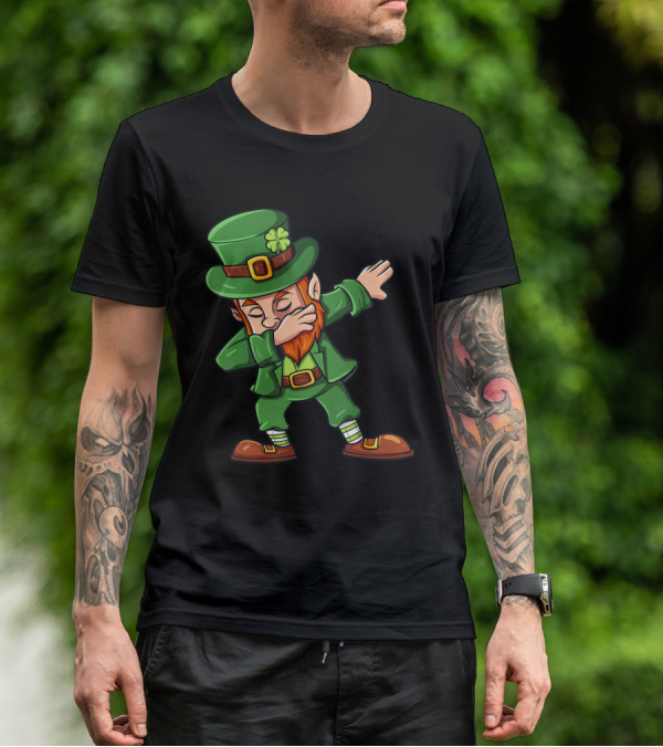 St Patricks Day Dabbing Leprechaun Irish Lucky Clover T-Shirt
