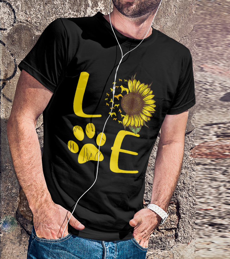 LOVE Australian Cattle Dog Paw Sunflower T-Shirt