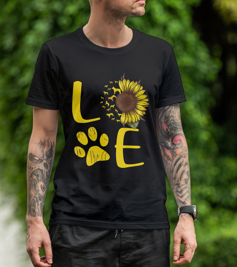 LOVE Australian Cattle Dog Paw Sunflower T-Shirt