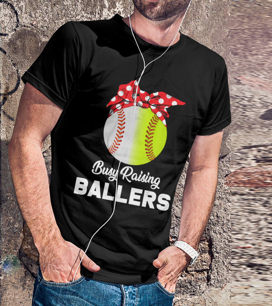 Busy Raising Ballers Baseball Softball Bow T-Shirt