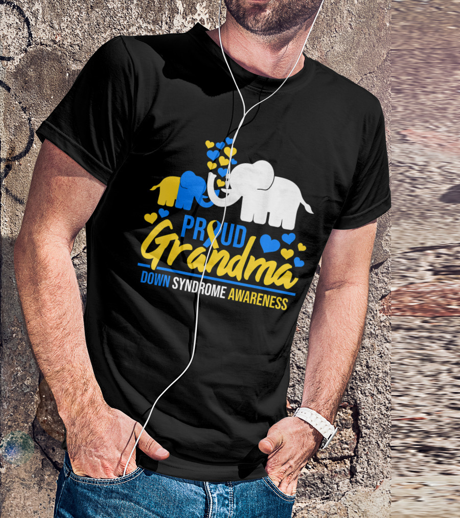 Proud Grandma Down Syndrome Awareness Elephant Hearts T-Shirt