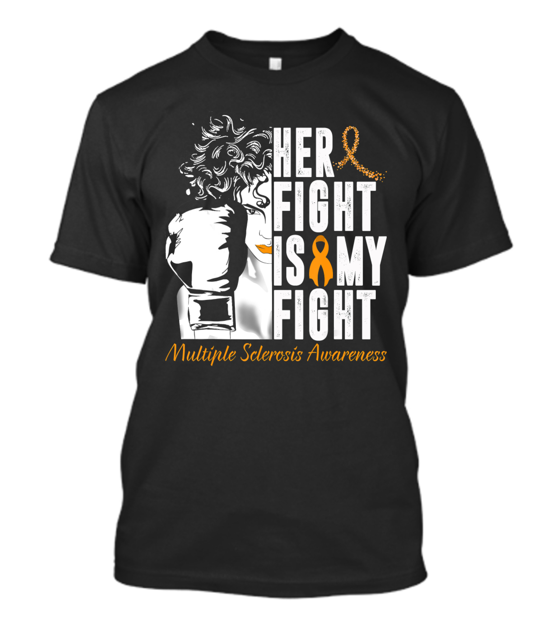 Her Fight Is My Fight Multiple Sclerosis Awareness Ribbon Boxing T-Shirt