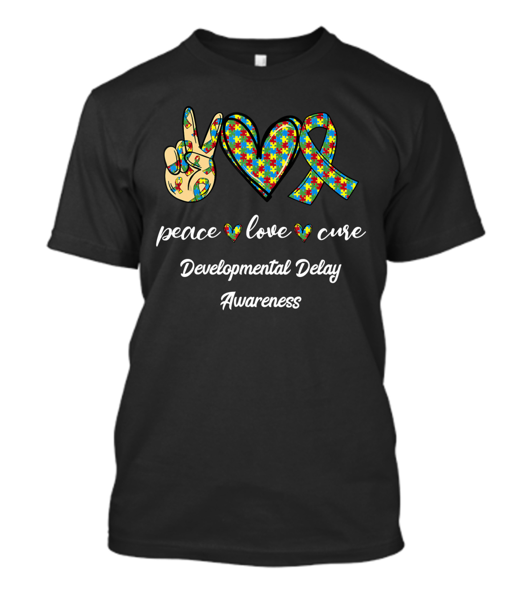 Peace Love Cure Developmental Delay Awareness T-Shirt