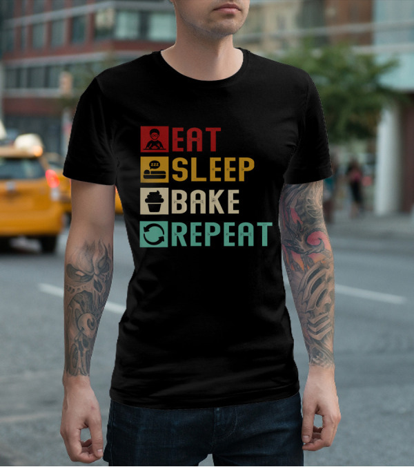 Eat Sleep Bake Repeat Vintage Baking Baker T-Shirt