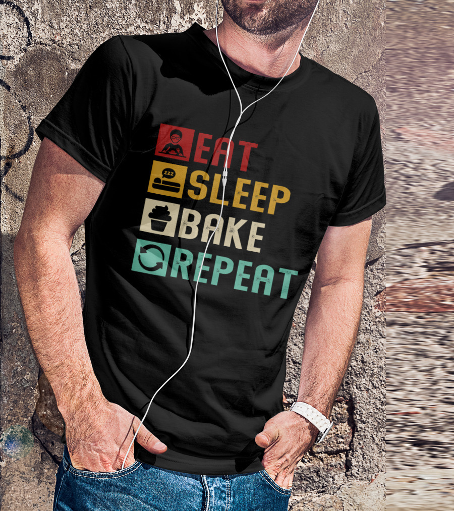 Eat Sleep Bake Repeat Vintage Baking Baker T-Shirt