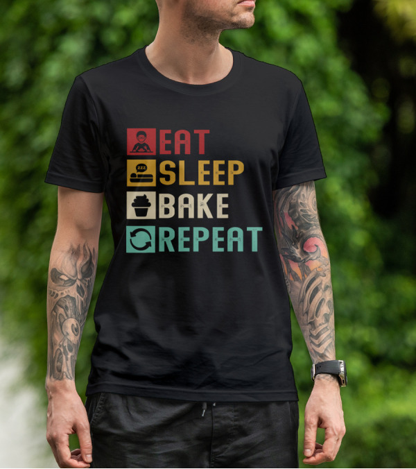 Eat Sleep Bake Repeat Vintage Baking Baker T-Shirt