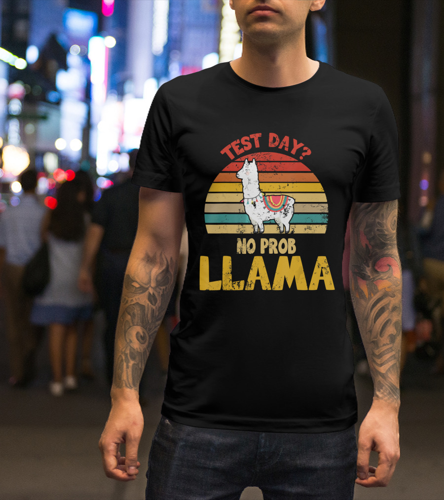 Vintage Test Day? No Prob Llama Retro Teacher T-Shirt