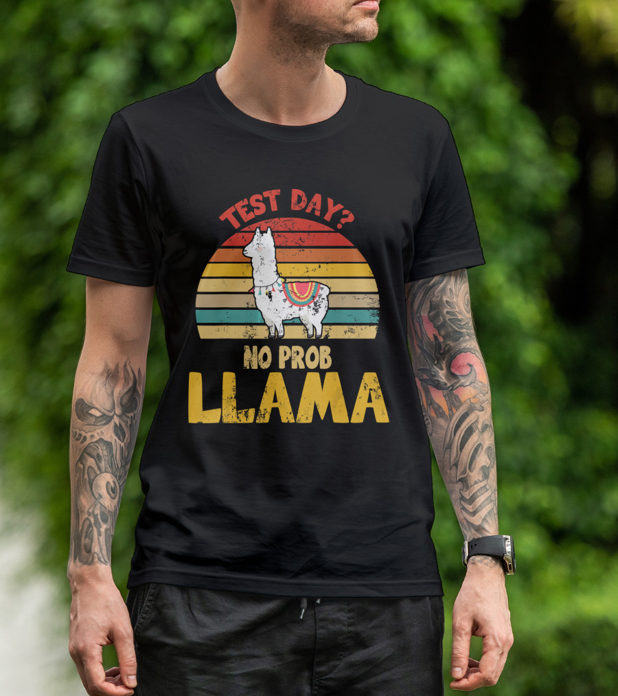 Vintage Test Day? No Prob Llama Retro Teacher T-Shirt