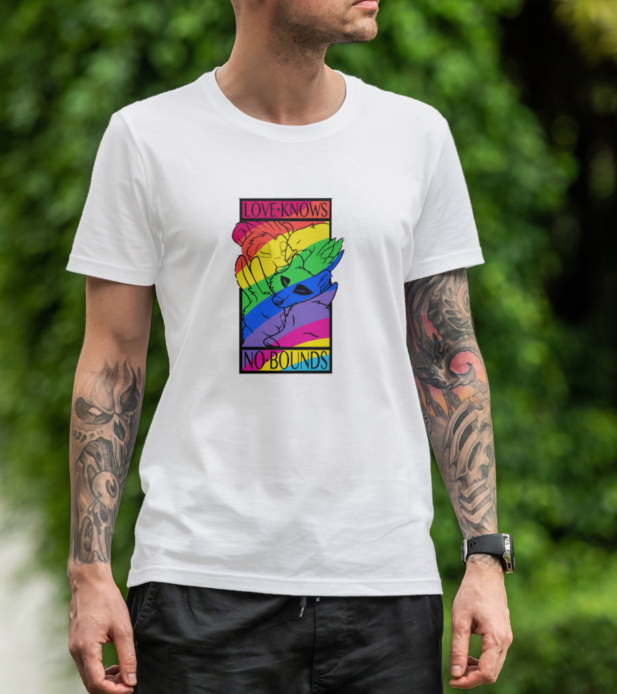 Love Knows No Bounds Rainbow Animal Embrace T-Shirt