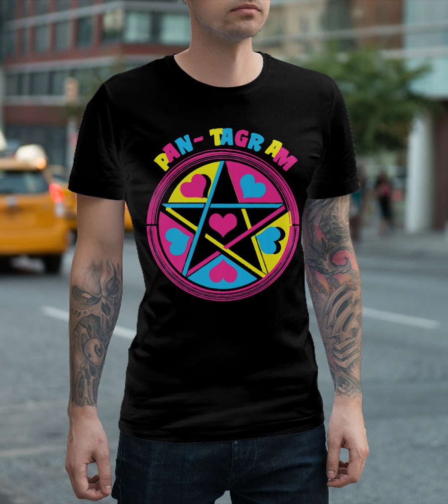 PAN-TAGRAM Hearts and Pentagram Retro T-Shirt