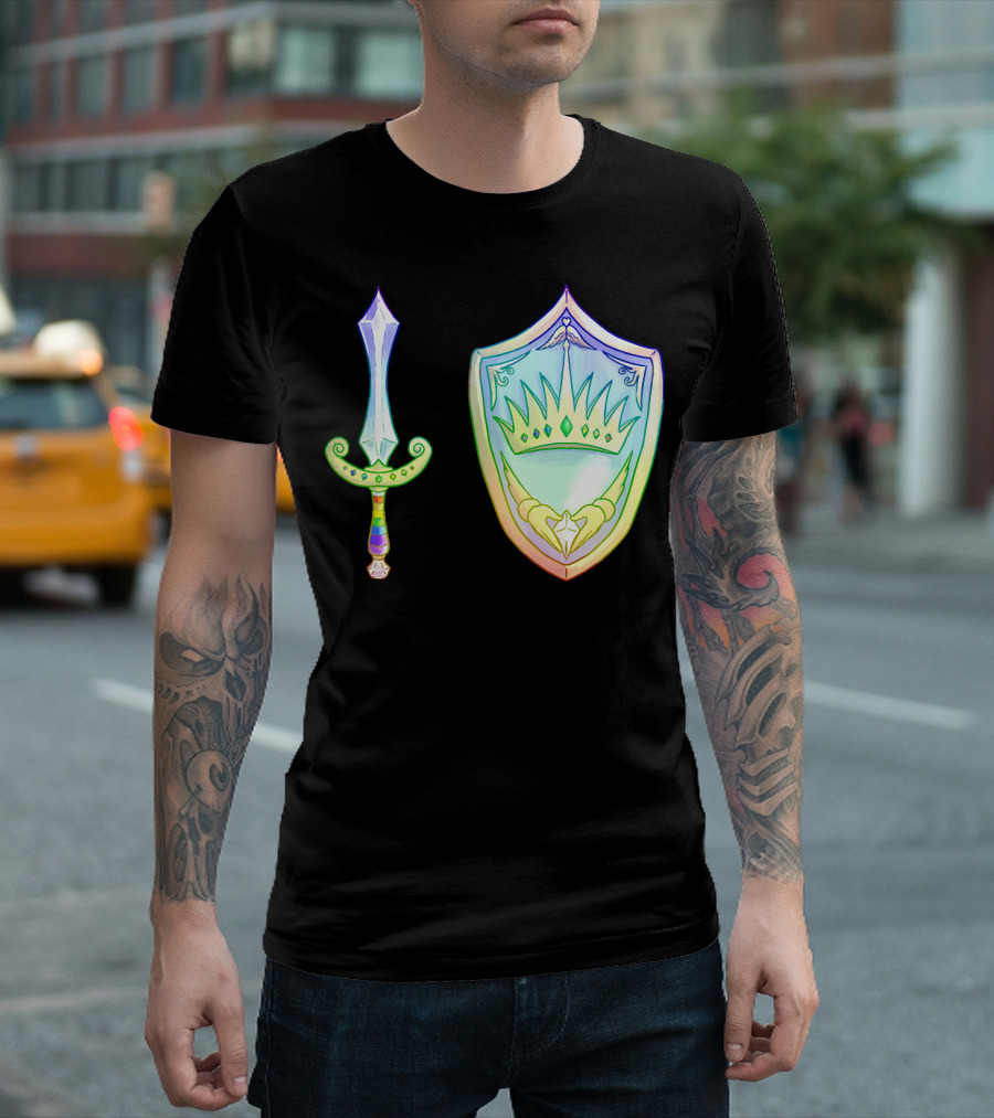 Rainbow Armory Crystal Sword Shield Crown T-Shirt