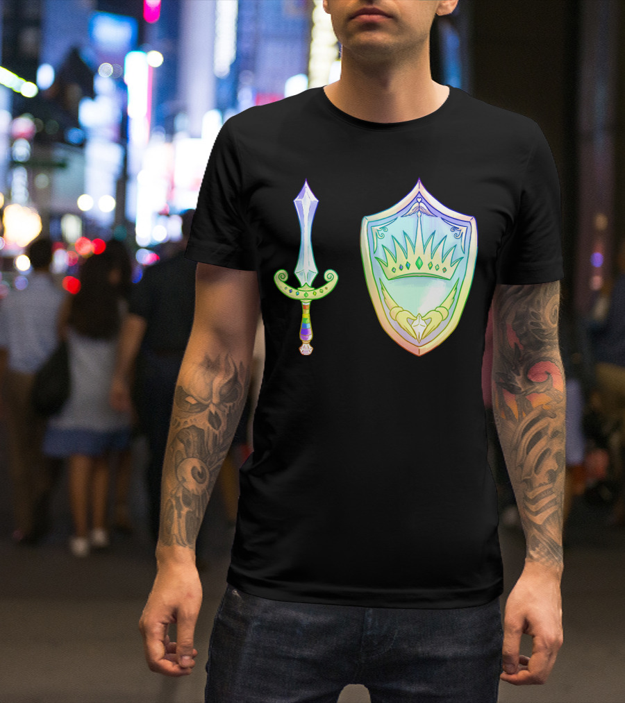Rainbow Armory Crystal Sword Shield Crown T-Shirt