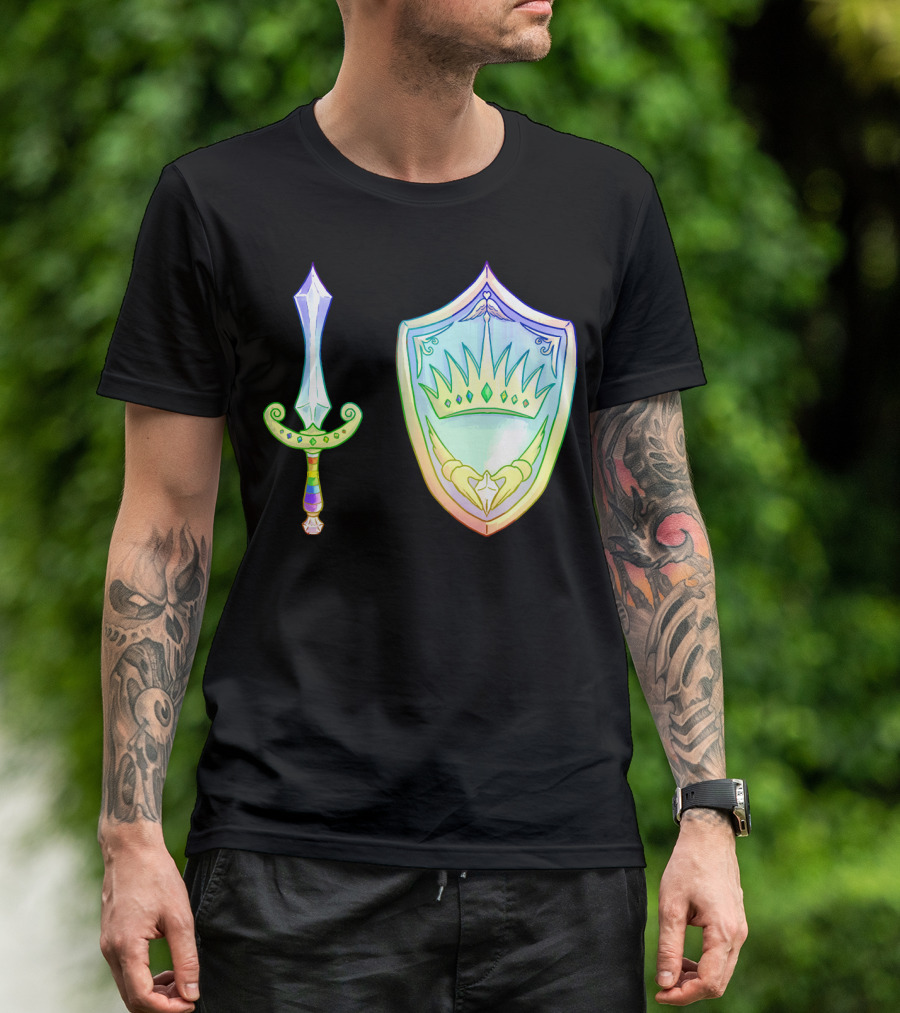 Rainbow Armory Crystal Sword Shield Crown T-Shirt