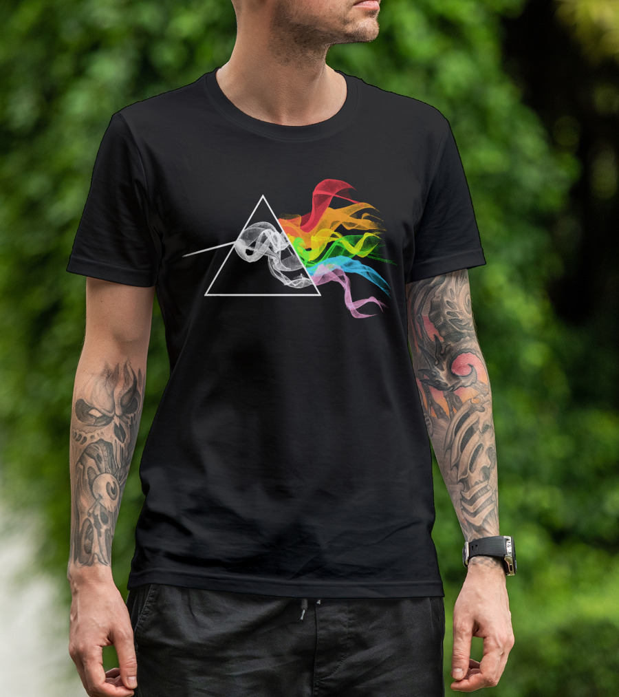 SMOKING DARK SIDE OF THE MOON PRISM RAINBOW SMOKE T-Shirt