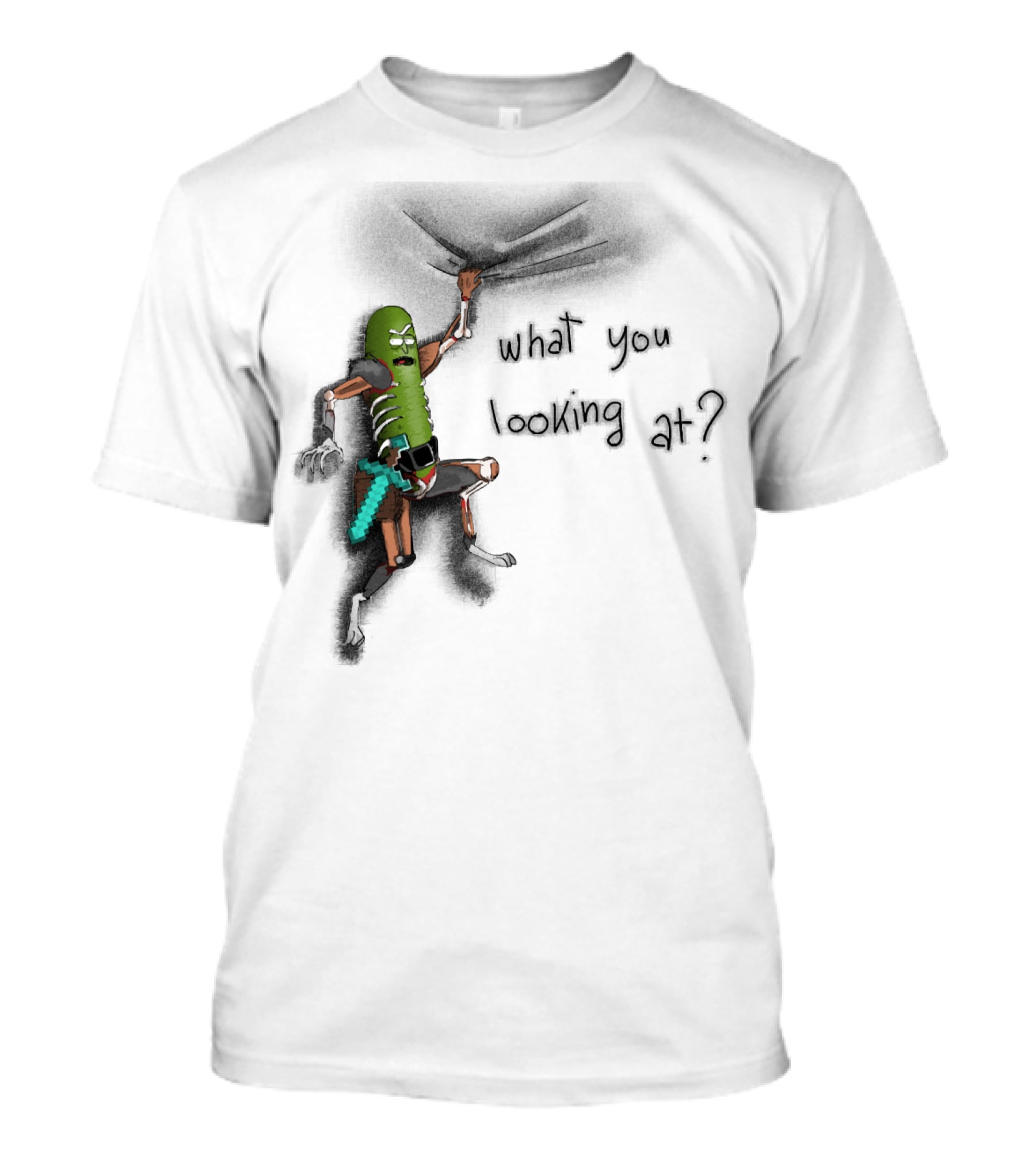 What You Looking At Pickle Rick Adventure T-Shirt