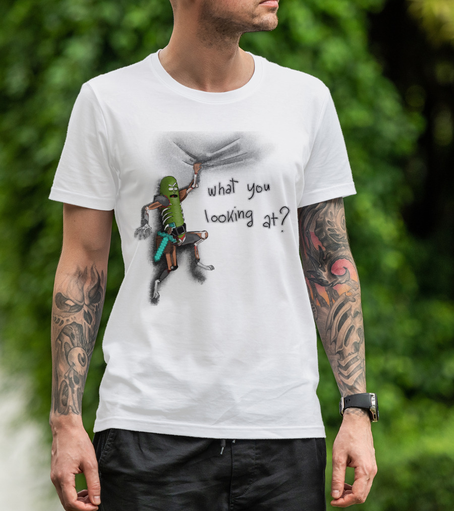 What You Looking At Pickle Rick Adventure T-Shirt