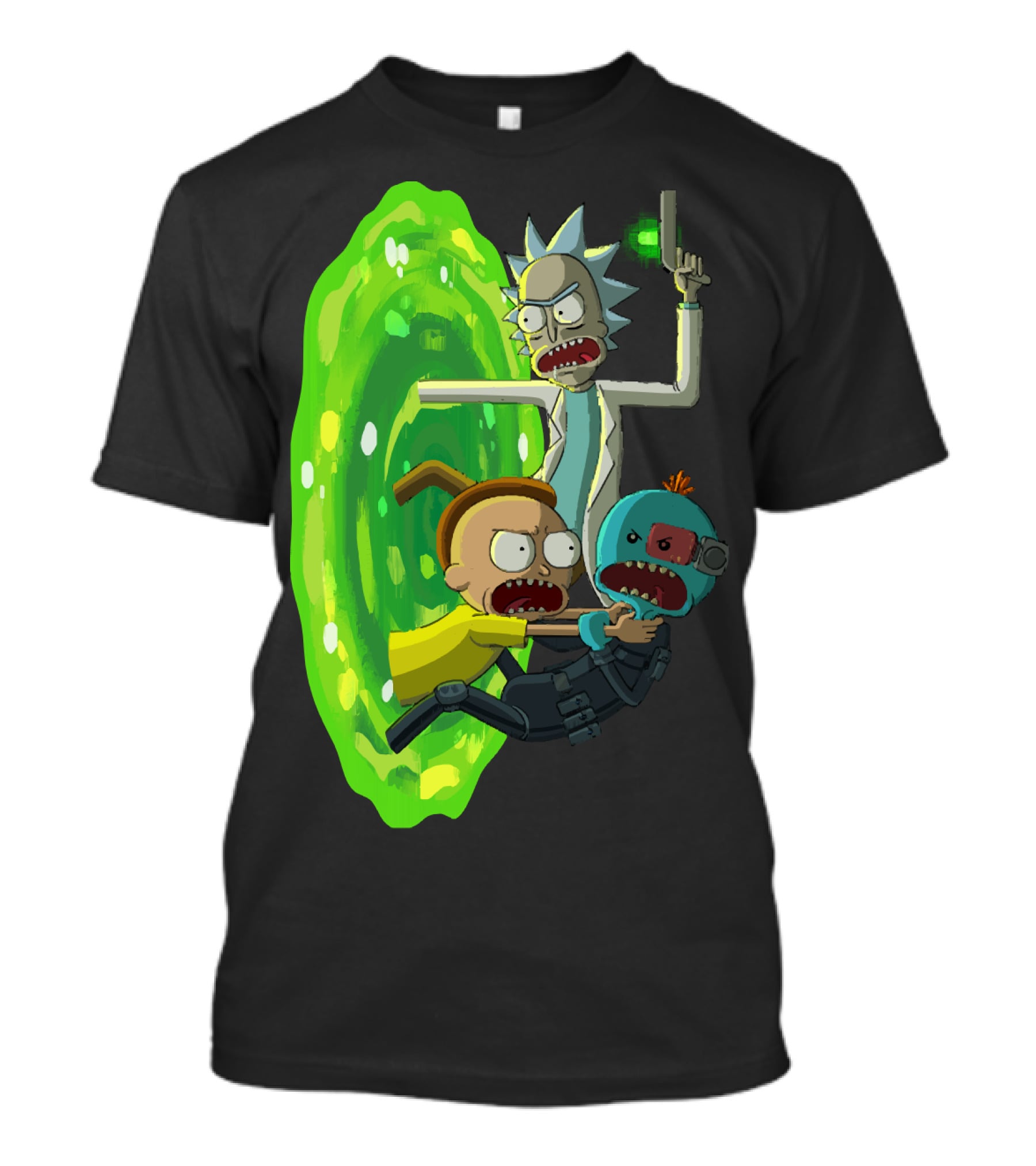 Rick And Morty Portal Escape With Meeseeks Cyborg Adventure T-Shirt