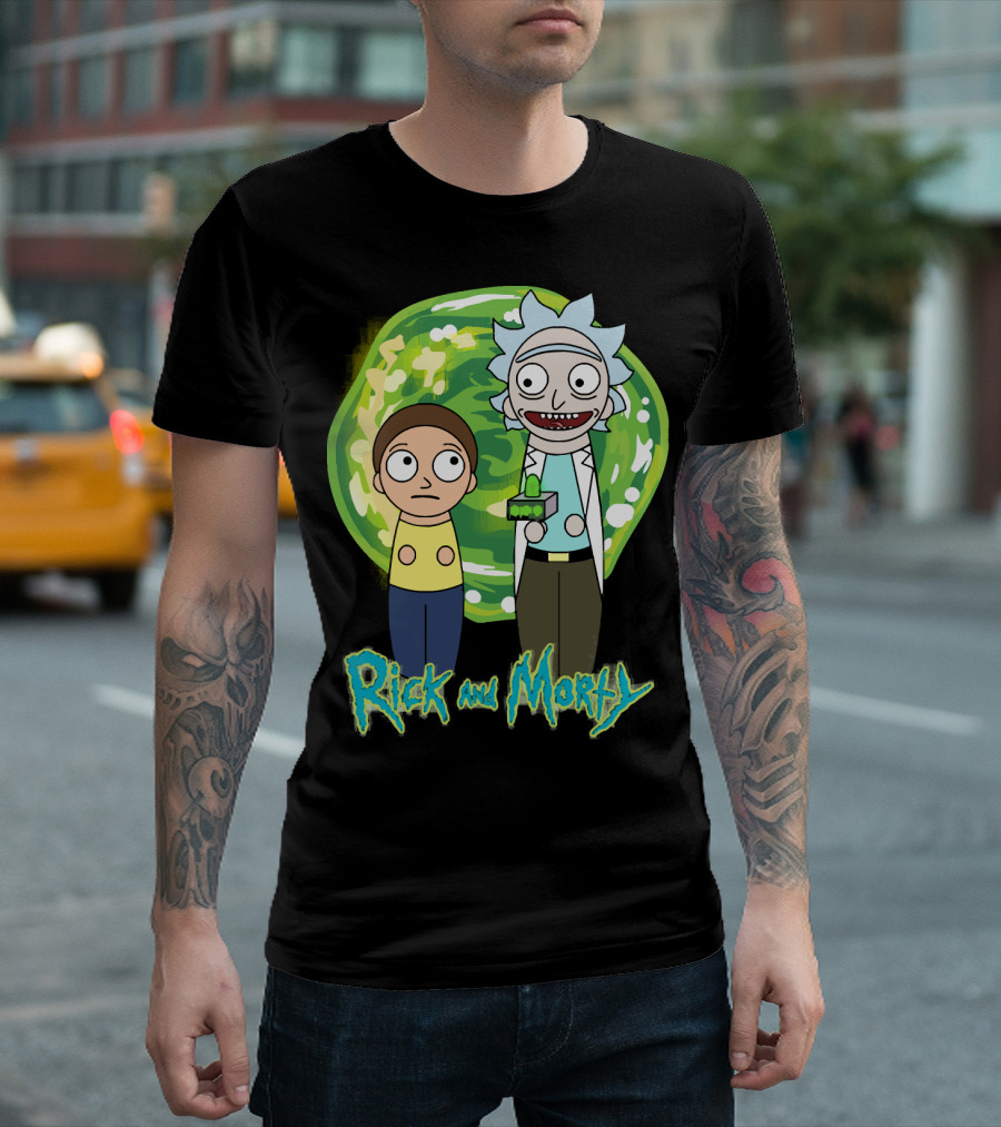Rick And Morty Green Portal Cute Characters T-Shirt