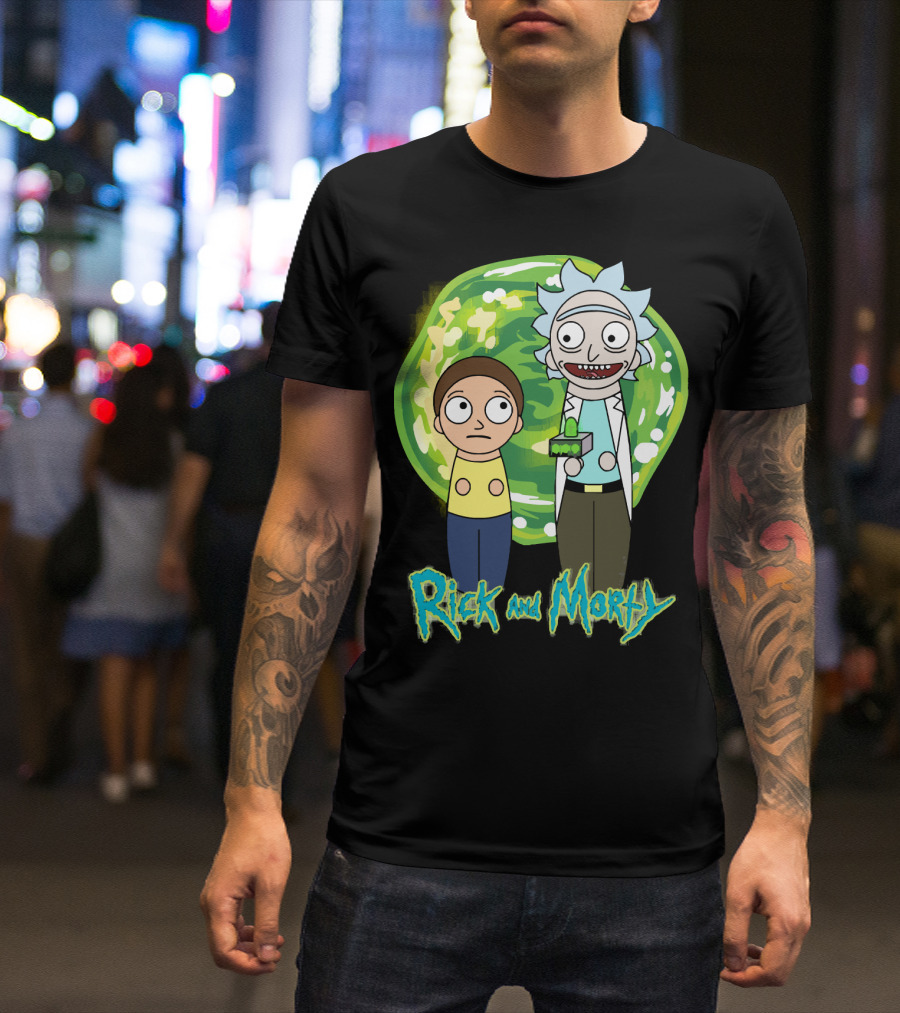Rick And Morty Green Portal Cute Characters T-Shirt